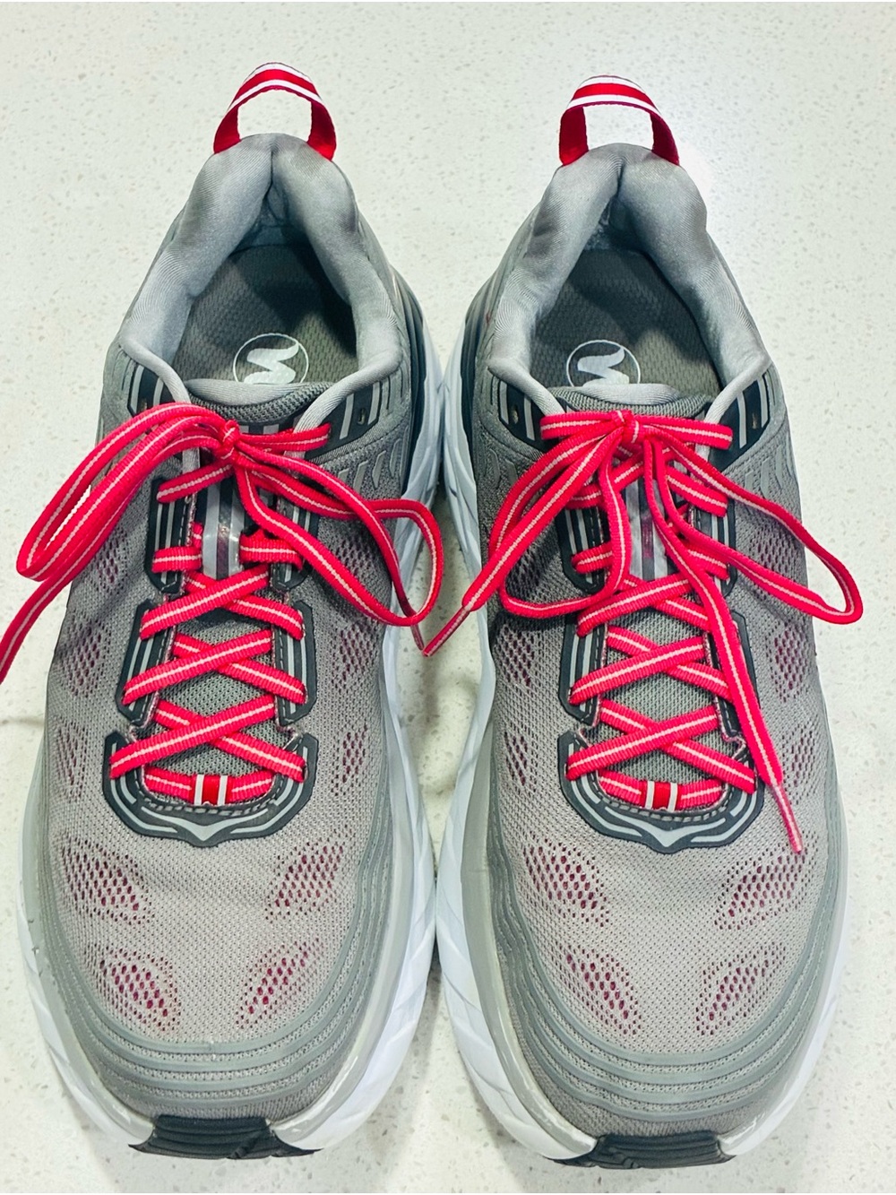 Hoka One One Women's Gray Mesh Running Shoes with Pink Accents